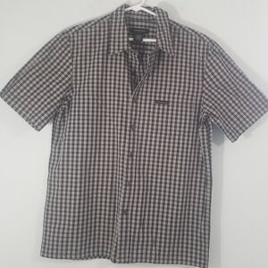 Calvin Klein Jeans Short Sleeve Collared Polo. Black & White Checkered Size M.